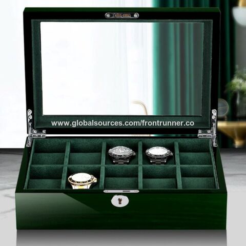 Hersteller von kundenspezifischen Holzkisten, Exporteur von Holzuhrboxen, Schwarze Uhrenbox, Uhrenaufbewahrungskoffer für 6 Uhren, Schwarze Uhrenaufbewahrungsbox