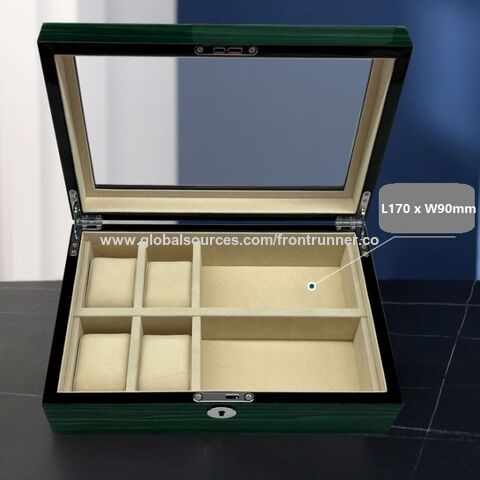 Hersteller von kundenspezifischen Holzkisten, Exporteur von Holzuhrboxen, Schwarze Uhrenbox, Uhrenaufbewahrungskoffer für 6 Uhren, Schwarze Uhrenaufbewahrungsbox