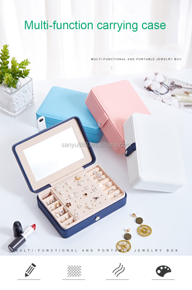 Multi-functional Jewelry Box PU Leather Jewelry Storage Case Multi