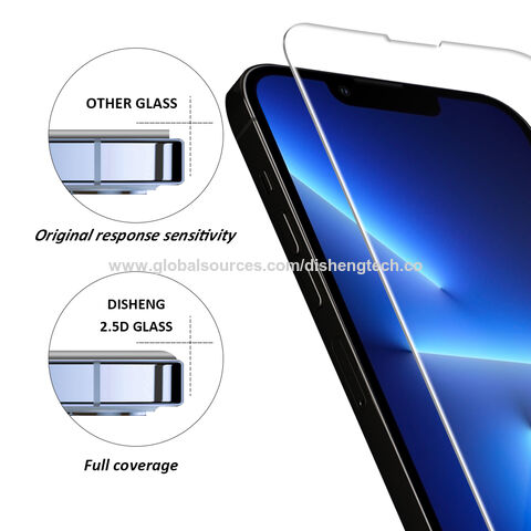 Protector de pantalla de vidrio templado ultra claro 2.5D para iPhone 13 con doble resistencia
