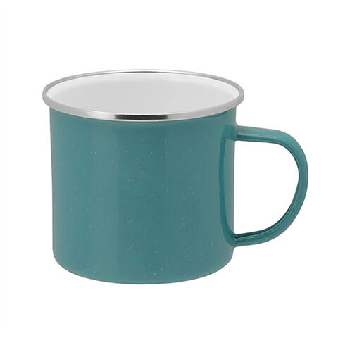 Blank Enamel Mug- Bulk 16oz Speckled Two Tone Enameled Steel Cup with  Stainless Rim - Campfire Premiums