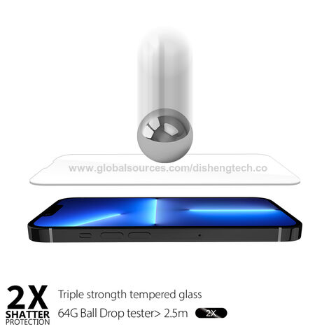 Protector de pantalla de vidrio templado ultra claro 2.5D para iPhone 13 con doble resistencia