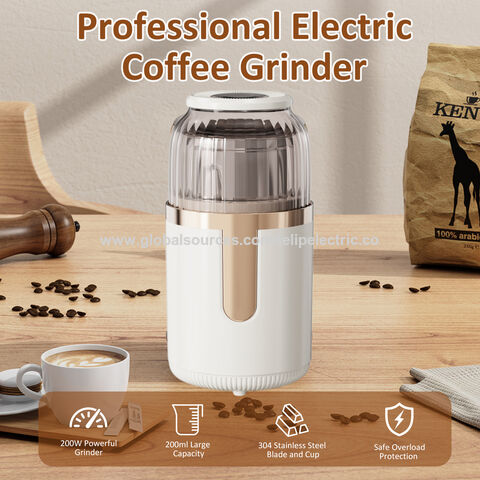 Telcuisine Coffee Bean Grinder, 200ml Small Coffee Grinder Electric  Espresso Grinder with 304 Stainless Steel Blades for Beans, Nuts, Herbs,  Grain and