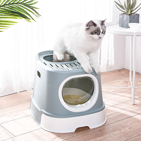 Bac à Litière Chat Maison de Toilette pour Chats avec Filtre Tiroir et  Couvercle, Portable Anti