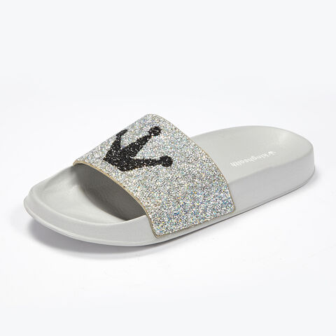 Crystal Diamond Bling Womens Summer Slides Slip On Beach Silver Sandals For  Women From Lu09, $11.99 | DHgate.Com