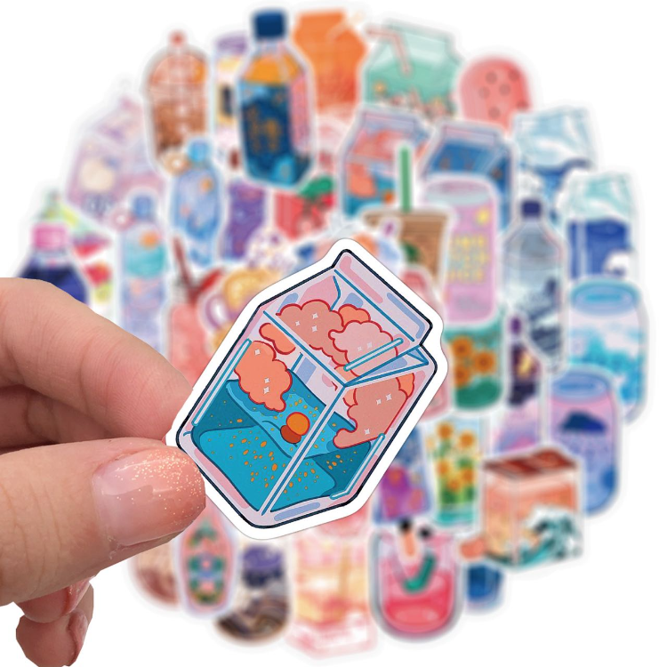 Buy Wholesale China 50pcs Kawaii Boba Milk Tea Drink Sticker Label For ...
