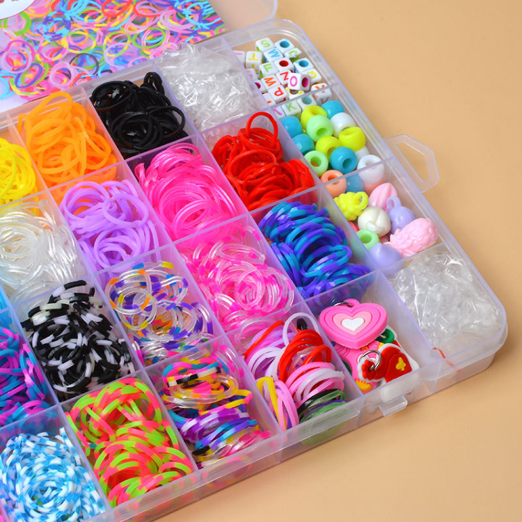 Amewi Malinos 302006 - Kit Iniziale Loom Bands, 750 Elastici Color Neon E 24 Clip, Per Bracciali E Portachiavi