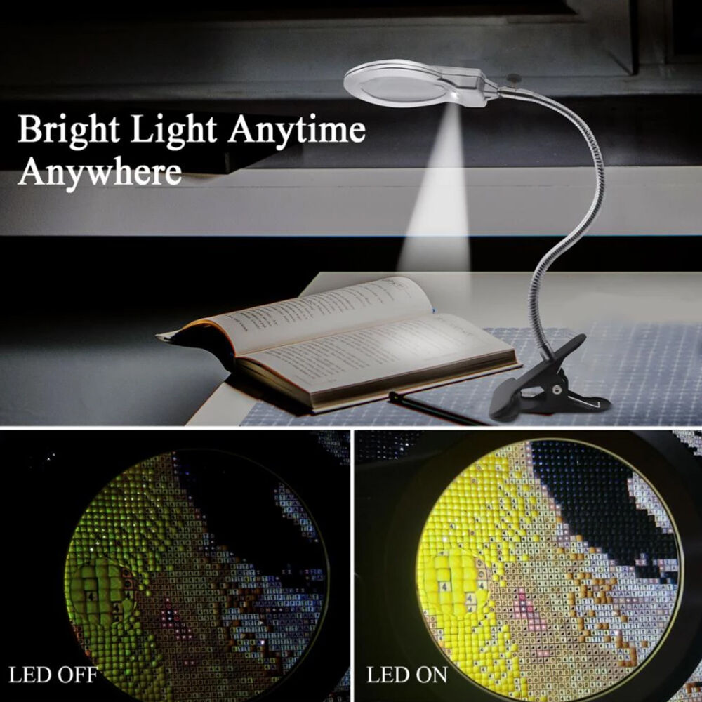Glowing Lights With Clip on Magnifier 5D Diamond Painting Drill