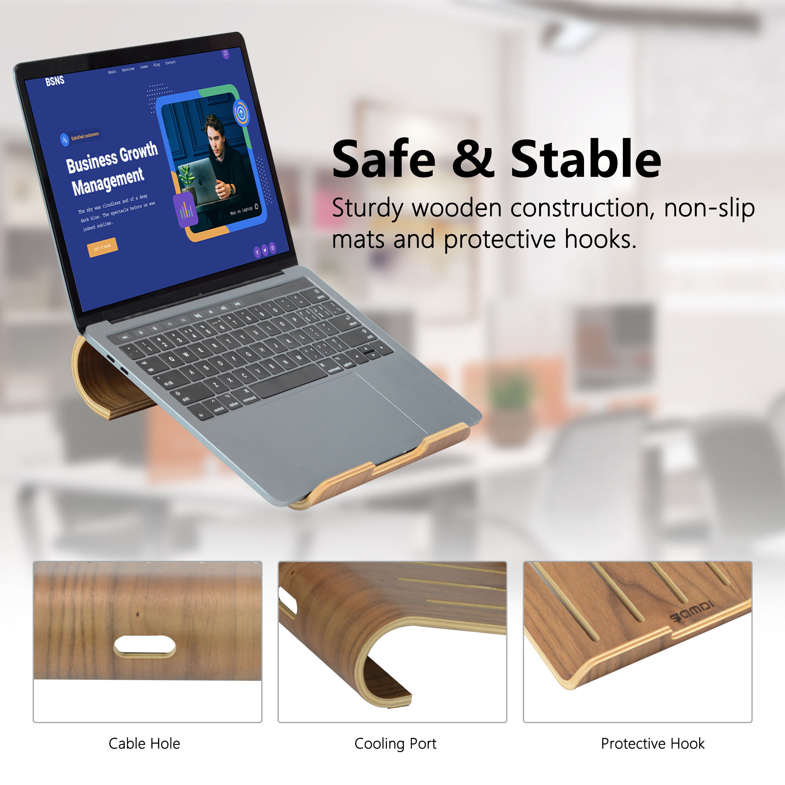 Pdt Stand Samdi Can Be Customized Logo Walnut Low Tablet Stand Portable Laptop ...