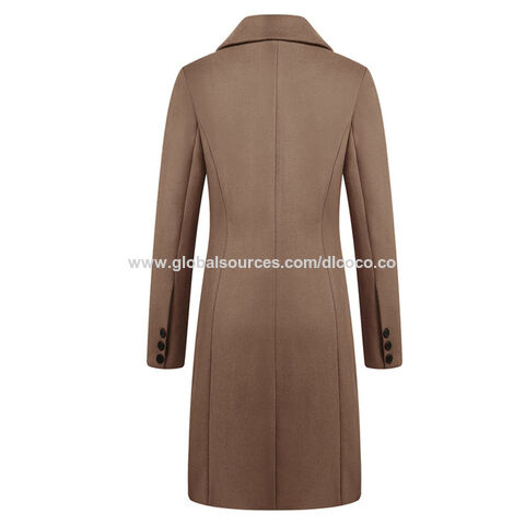 Double Breasted Wool Coat, Women's Winter Wool Coat, Brown Wool