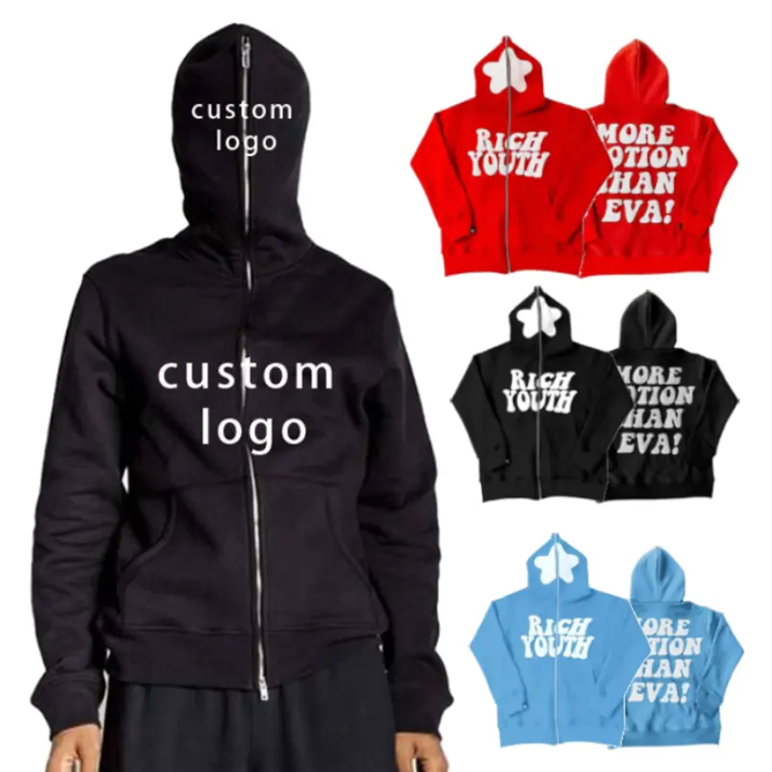 STONE ｜HOOD/ZIP-UP (66660 FOAM ONE PRINT AND EMBR NJNJGO Unisex Rhinestone Graphic Gothic Y2K Jacket Full Zip