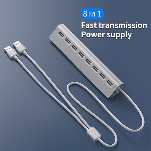 8 Ports USB 2.0 Hub Adapter USB 3.0 mit Ein/Aus-Schalter, tragbarer USB Splitter für Laptop