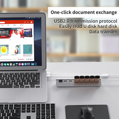 8 Ports USB 2.0 Hub Adapter USB 3.0 mit Ein/Aus-Schalter, tragbarer USB Splitter für Laptop