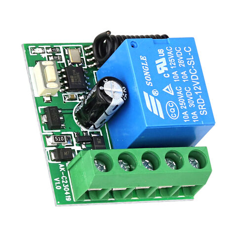 Kit de Interruptor de Control Remoto Inalámbrico RF DC12V 1 Canal 2 Botones Universal para Puerta de Garaje 433 MHz