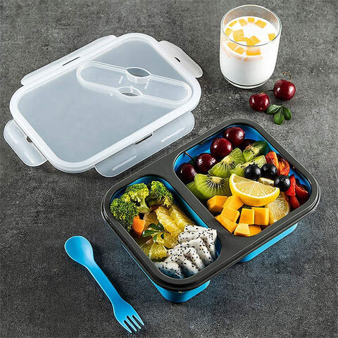 1set Double compartment bento box with condiment jar, microwave
