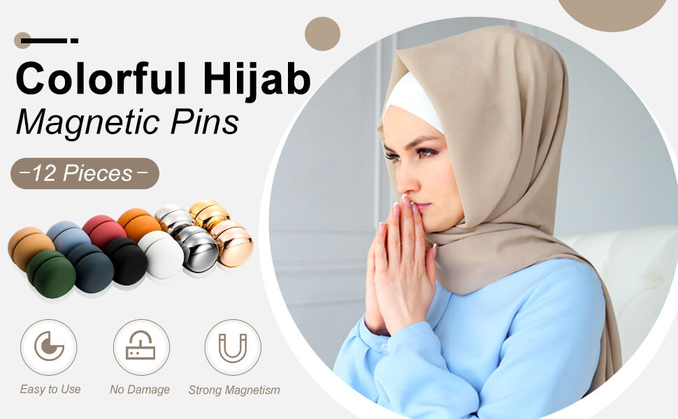 Spille Magnetiche Rotonde Per Hijab, 4 Paia Multiuso Perni