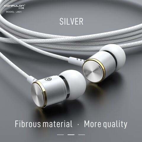 Auriculares con cable Konfulon, interfaz de 3,5 mm + Auriculares con control de cable de aleación de aluminio, conector de cobre puro