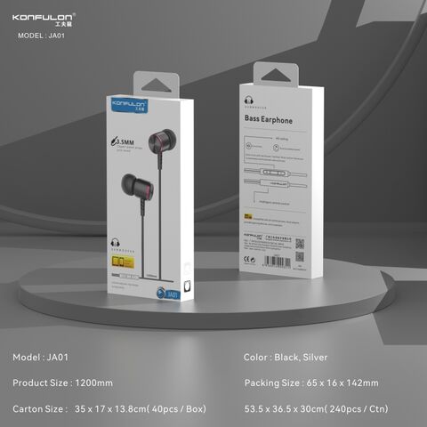 Auriculares con cable Konfulon, interfaz de 3,5 mm + Auriculares con control de cable de aleación de aluminio, conector de cobre puro