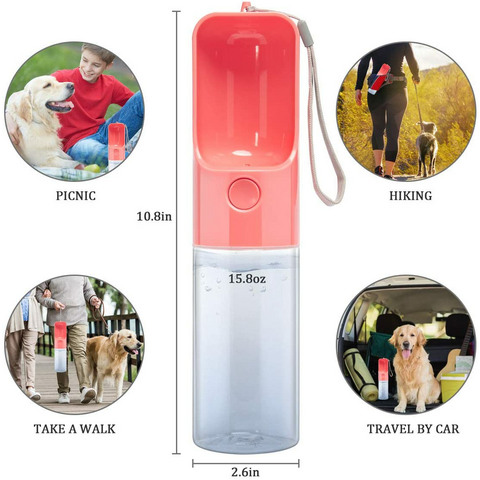 Bouteille d'eau pour chien de voyage, fontaine à boire pour chien pour la  marche de chien, bouteille de nourriture pour chien, randonnée