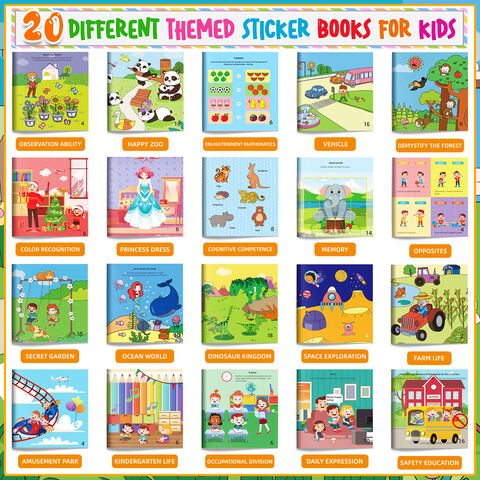 10 Sets de Libros de Pegatinas para Niños de 2-4 Años, Libros de  Actividades, Regalos de Cumpleaños, Libros de Enseñanza para Niños, Libro  de Educació