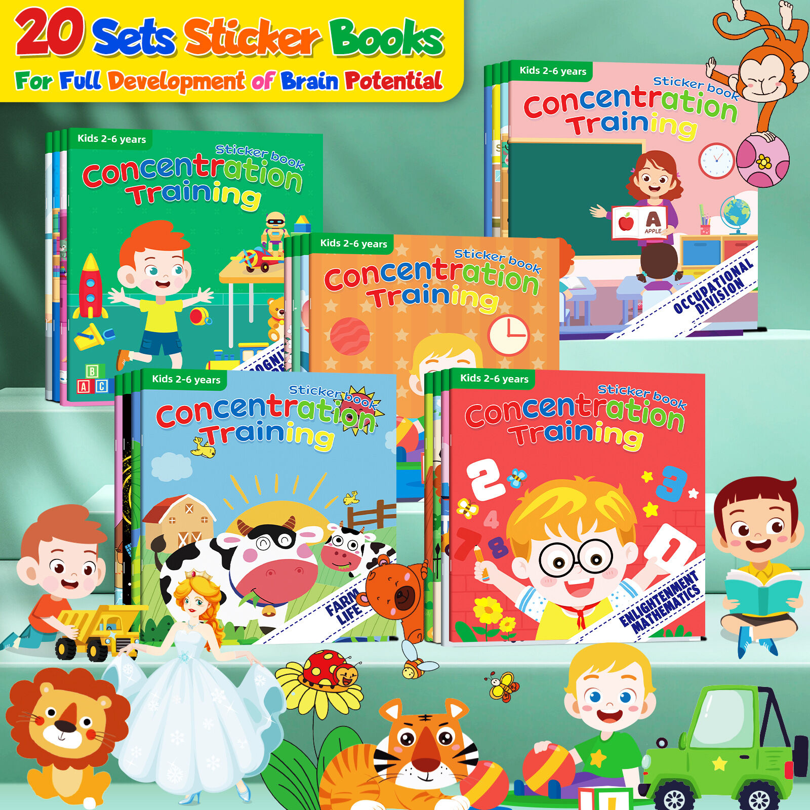 10 Juegos De Libros De Pegatinas Para Niños De 2 A 4 Años, Libros De  Pegatinas Para Niños Pequeños De 1 A 3 Años, Libros De Actividades Para  Niños De 3 A