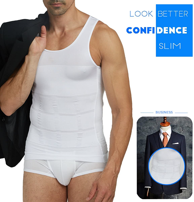 Mens Slimming Vest Review MEN'S SLIMMING BODY-SHAPER Vest Belly Tummy Chest Compression T-Shirt Slim Suits & Blazers For Men 40 In Waist - Foto 6