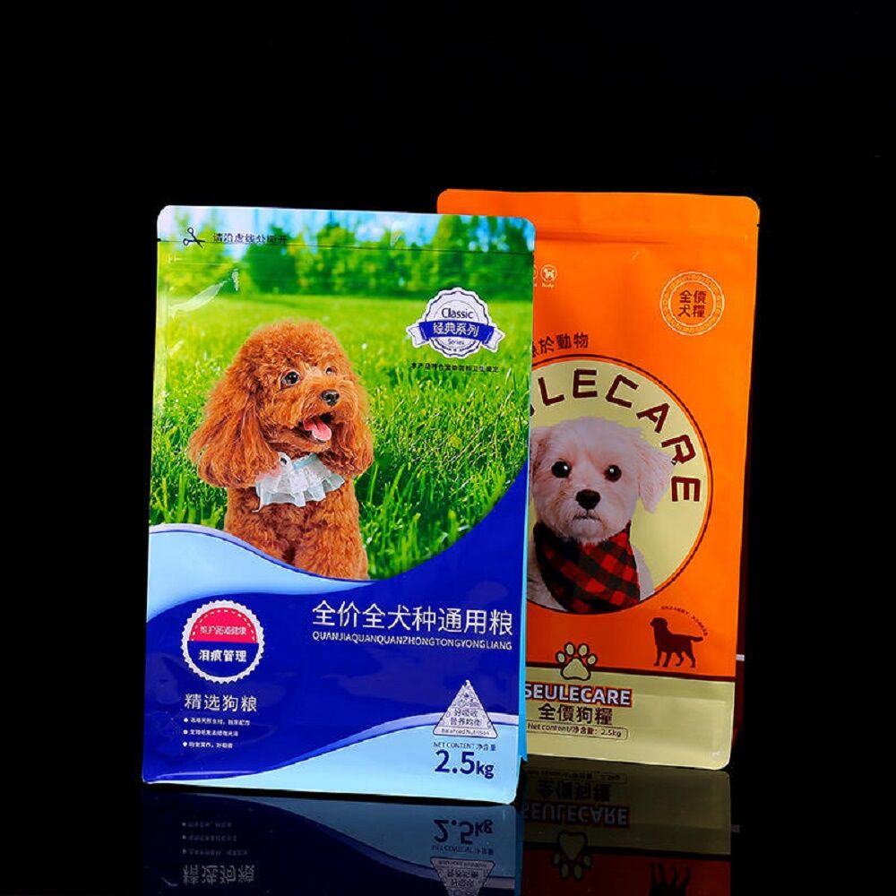 Mu China Manufacturer 100% Food Grade Flat Block Bottom Zipper Pet Dog ...