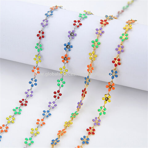 Buy Wholesale China Wholesale Colorful Stainless Steel Enamel Flower Link  Chains For Girls Necklace Bracelet Anklets Diy Love Jewelry Making Supplies  & Chain at USD 2.19