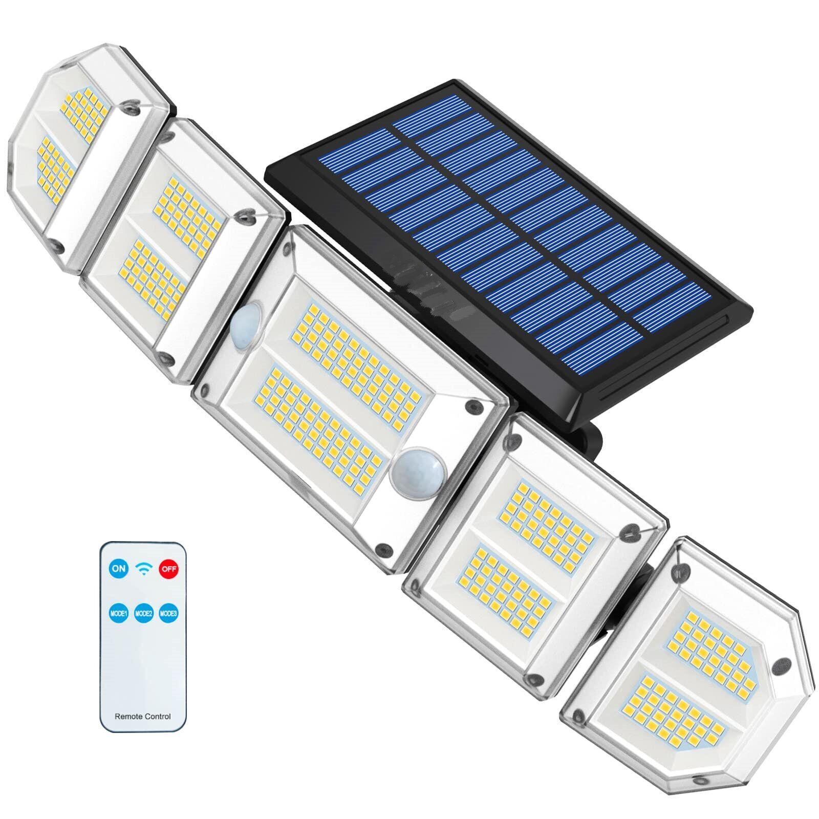 Lampe Solaire Exterieur(2 Paquet), Lampe Solaire Exterieur Detecteur De  Mouvement, IP65 Lumiere Solaire Exterieur, 160 LED Spot Solaire Exterieur,  3 M