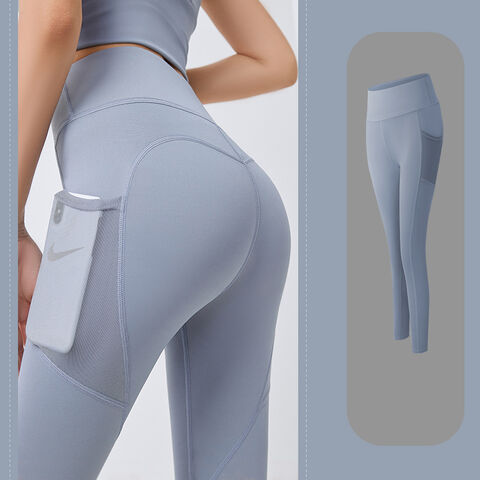 Leggings Deportivos De Gimnasio Con Contraste De Malla De Color Sólido,  Pantalones Ajustados Para Correr Y Entrenamiento De Yoga De Cintura Alta,  Ropa