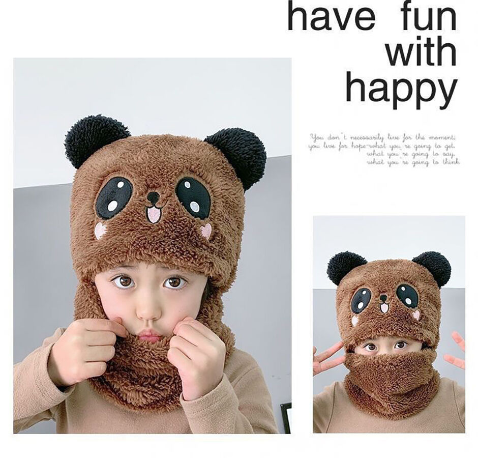 Cute Panda Hat Neck Cover Thick Velvet Beanie Knitted Wool Caps Girl Face  Protection Ear Scarf Hooded Baby Beanie - China Wholesale Baby Beanie $0.8  from Free Market Co., Ltd.