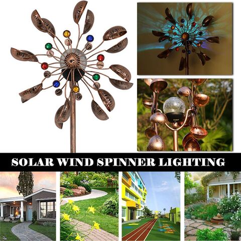 Novo Design Luz Solar de Metal para Jardim Ornamento de Gramado Cata-vento Moinho de Vento