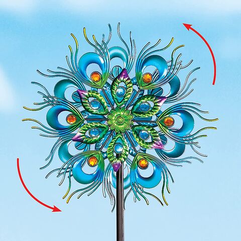 Novo Design Luz Solar de Metal para Jardim Ornamento de Gramado Cata-vento Moinho de Vento