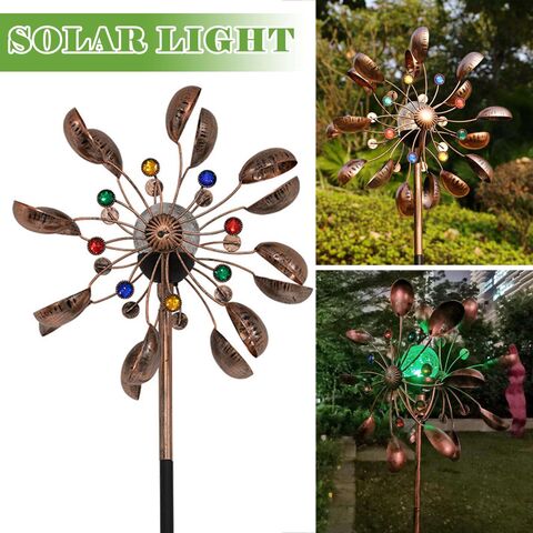 Novo Design Luz Solar de Metal para Jardim Ornamento de Gramado Cata-vento Moinho de Vento