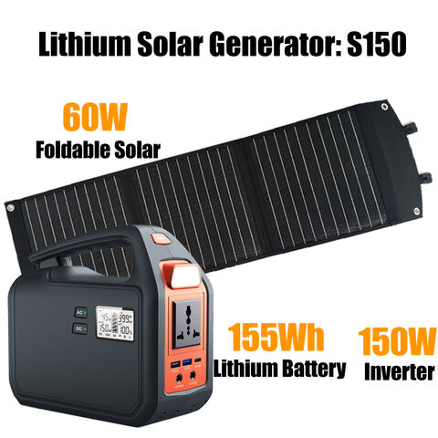 Estación de energía portátil generador solar S150 150W batería de litio pura forma sinusoidal AC entrada 45W capacidad 155Wh MPPT solar