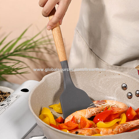 Beige 15pcs Silicone Cooking kitchen Utensils Set Kit Heat Resistant  Cookware