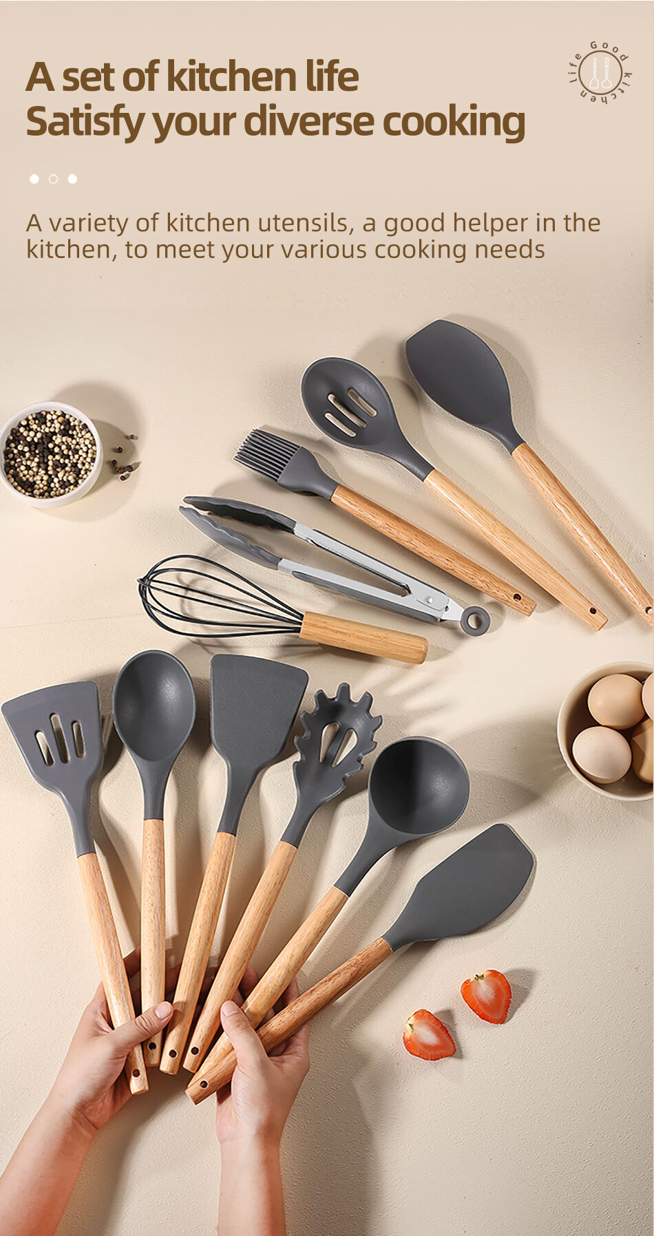 Buy Wholesale China Factory Price 12pcs Silicone Kitchen Utensils Set  Cooking Tools Food Grade Silicone Kitchenware Accessories With Hardwood  Handle. & Kitchen, Kitchen Utensil, Cooking Tools at USD 7.8