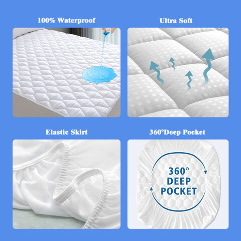 Quilted Embossed Waterproof Mattress Protector Fitted Sheet Waterproof Bed  Cover with Elastic