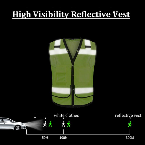 Chaleco reflectante de alta visibilidad con logotipo de seguridad  personalizado Clase 2 Hola Viz chaleco con cremallera y bolsillos