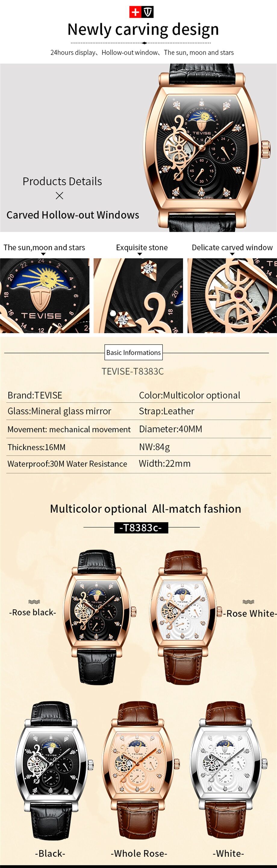 Buy Wholesale China Tevise Men's Watch Unique Watch Quality Square Hand ...