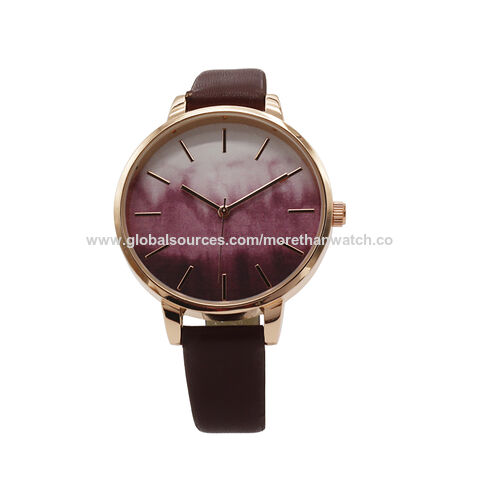 Buy Wholesale China Leather Strap Japan Movt Quartz Wrist Watch