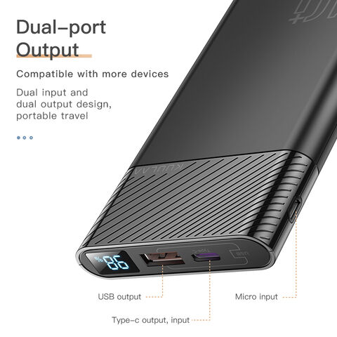 باور بانك شاحن محمول 10000 مللي أمبير مزدوج USB من النوع C بطارية احتياطية خارجية بطارية ليثيوم بوليمر أنيقة