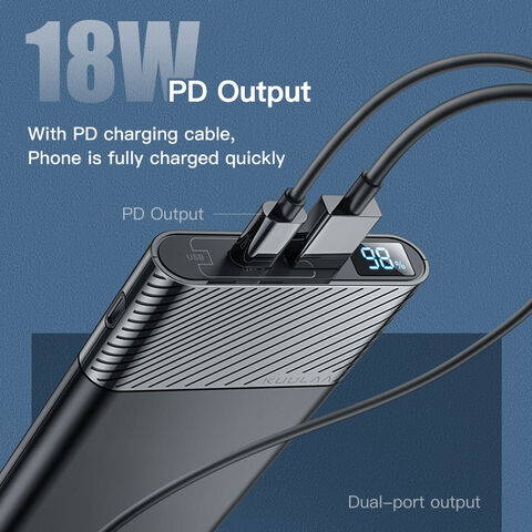 باور بانك شاحن محمول 10000 مللي أمبير مزدوج USB من النوع C بطارية احتياطية خارجية بطارية ليثيوم بوليمر أنيقة