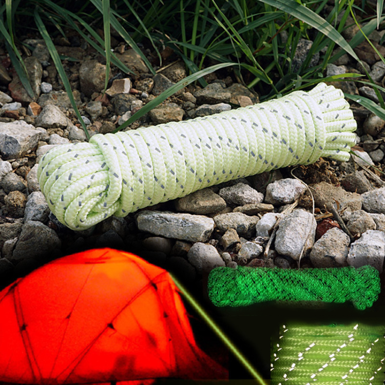 Fluorescent Reflective 550 Type III Guyline Tent Rope Camping Survival Cord High-Visibility Paracord (Reflective and Glow in The Dark Black, 25 Feet