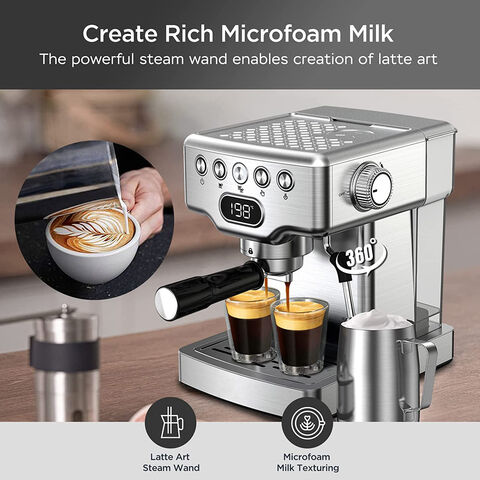 Espresso Machine, 3.5 Bar 4 Cup Steam Espresso Machine Cappuccino Maker  with Milk Frother, Black