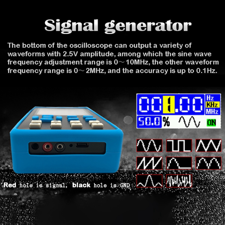 Produktbild von Digitales Oszilloskop DSO2512G – 120 MHz Bandbreite, 2 Kanäle, FPGA+ADC, 4000 MAh Akku, Signalgenerator 2,5 V – Für Auto, DIY & Elektronik