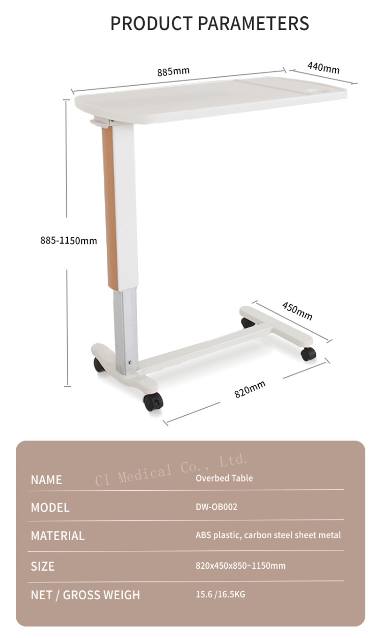 Wholesale Abs Movable Over Bed Table Hospital Bed Side Dining Table