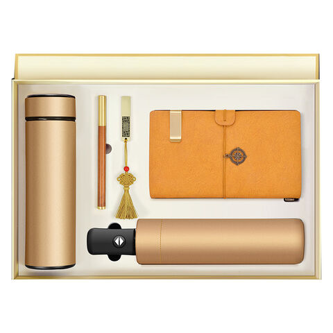 Conjunto de Presente Corporativo Personalizado de Luxo: Copo a Vácuo, Caderno e Caneta - Kits Executivos Promocionais para Empresas