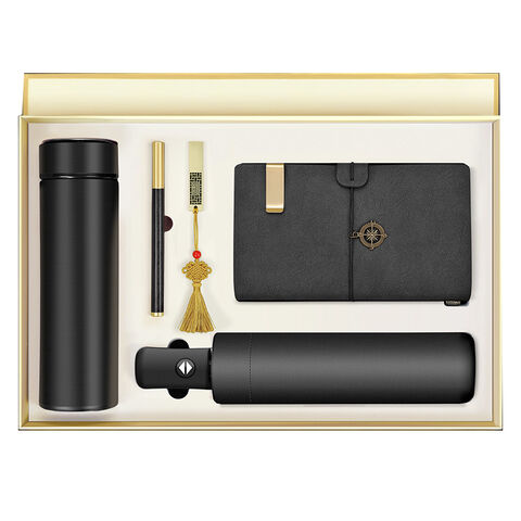 Conjunto de Presente Corporativo Personalizado de Luxo: Copo a Vácuo, Caderno e Caneta - Kits Executivos Promocionais para Empresas