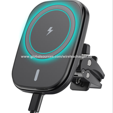 Compre Magnetic Wireless Charger Car Phone Phone 15W Monte de Automóvil de  Carga Rápida Para Iphone 12 11 Samsung - Negro en China